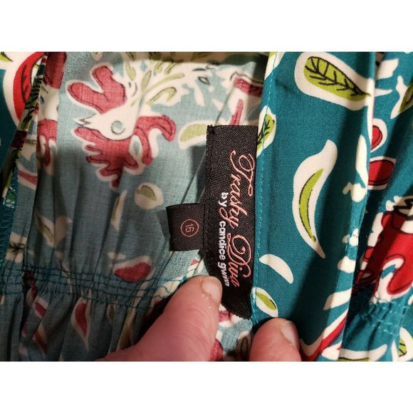 Trashy Diva 1940s Rockabilly Dress in Ruffled Feathers Print RARE Sz 16 - Picture 5 of 9